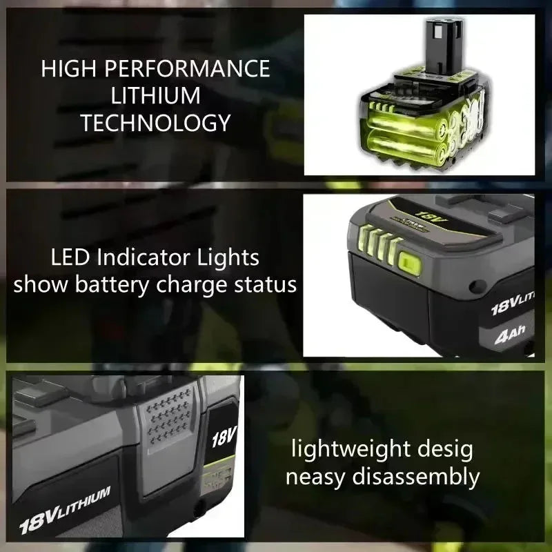 For RYOBI high-performance lithium battery 18V no memory effect, low self discharge, suitable for all tools P108,P109