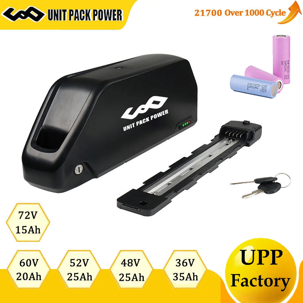 48V 30AH Electric Bike Battery 21700 Cells 60V 52V 48V Bikes Downtube Polly L-G 72V 15AH Scooter E-Bike Battery Pack for 0-2000W