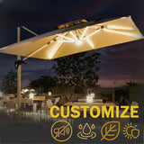 Outdoor Aluminum Garden Umbrella UV Resistant Sunshade Patio Umbrella With Base For Hotel Villa Courtyard Park Heavy DutyDurable