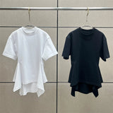 Women's t-shirt New elastic knitted round neck pullover for summer 2026 cotton short sleeved top Waist cinching slim fit corset
