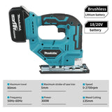 Makita DJV182 18V Cordless Jigsaw 300W 0-2700rpm 80mm Stroke ±45° Bevel Cut Power Tool for Wood Plastic Metal Cutting