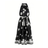 CHCH New 2025 Women Fashion Sleeveless Tank Dress Summer Elegant Sundress Femmel Slim Waist Lace-Up Vintage Midi Dress
