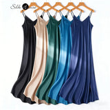 2026 Women's Fashion New 21MM 100% Natural Mulberry Silk Plain Satin Extended French Sexy Adjustable Shoulder Strap Solid Dress