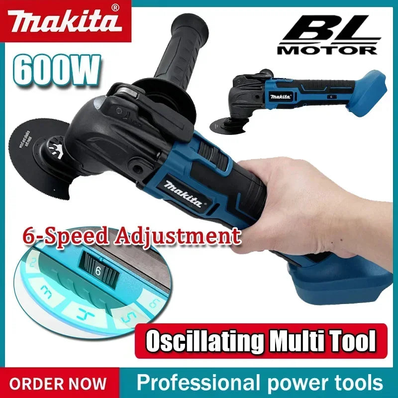 Makita 600W Oscillating Multi Function Tool 20000OPM Electric Saw Trimmer Cutting Woodworking Power Tool for 21V 18V Battery
