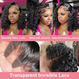 Deep Curly Bob Wig Human Hair Deep Wave Lace Front Wigs Human Hair Pre Plucked 4x4 Lace Closure Wigs Human Hair 250% Density Black Color 10-16 Inch For Black Women