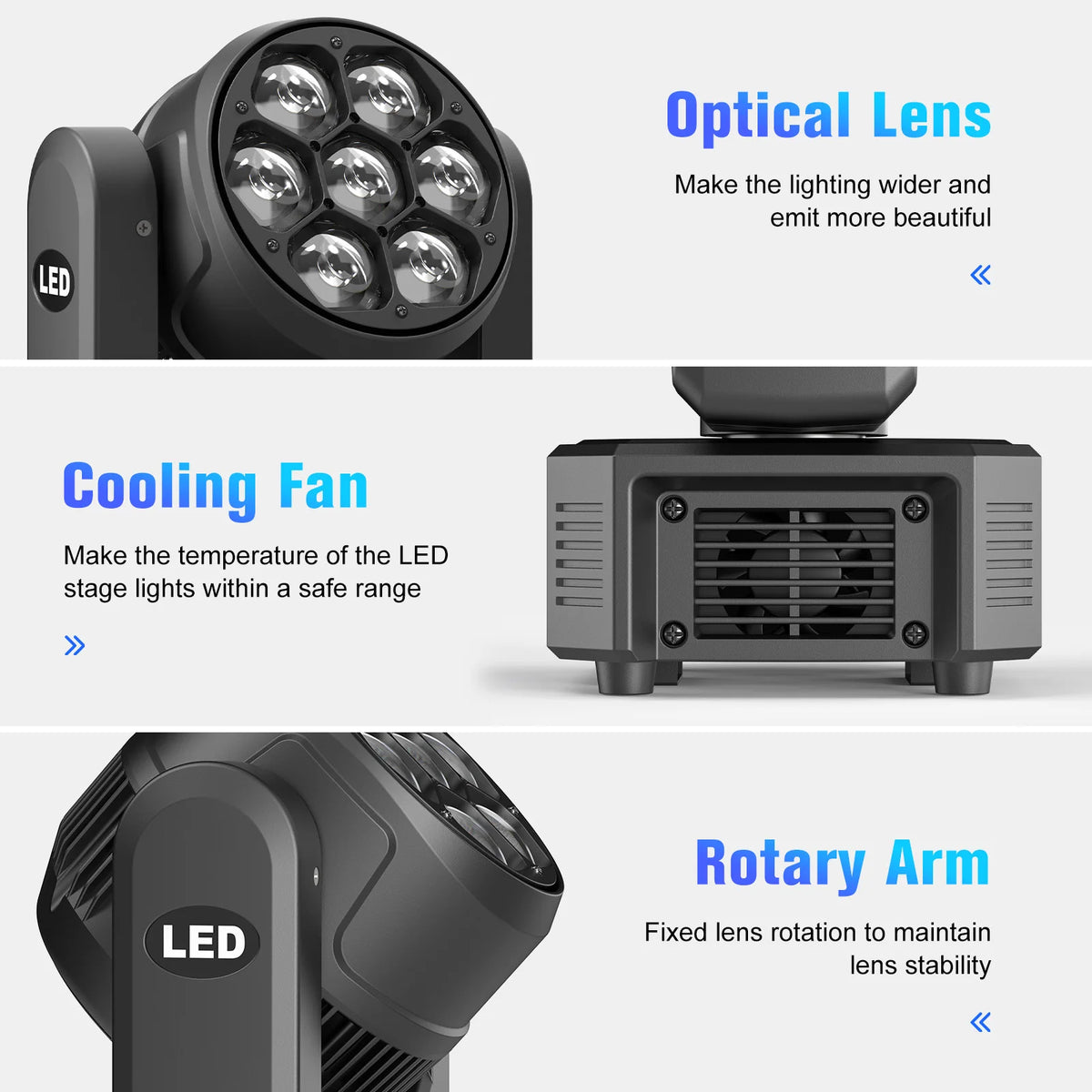 U'King 4Pcs 300W Moving Head DJ Lights 7LEDs RGBW BEE'S EYE Beam Stage Lights DMX512 Control For KTV Bar Christmas Wedding Party