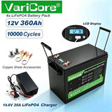 VariCore 12V/12.8v 340Ah 360Ah 200Ah 180Ah 120Ah LiFePO4 Battery Lithium Iron Phosphate Batteries Travel Camp 14.6v Golf Cart