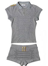 2026 Y2K Praying style palace gray three-dimensional embroidered Polo shirt for women/shorts summer slimming visual suit