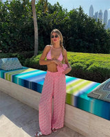 SEAURAL 2025 New Sexy Women Three Piece Bikinis Set With Pants Bra See Through Beach Pants Swimsuit Summer Vacation Beachwear