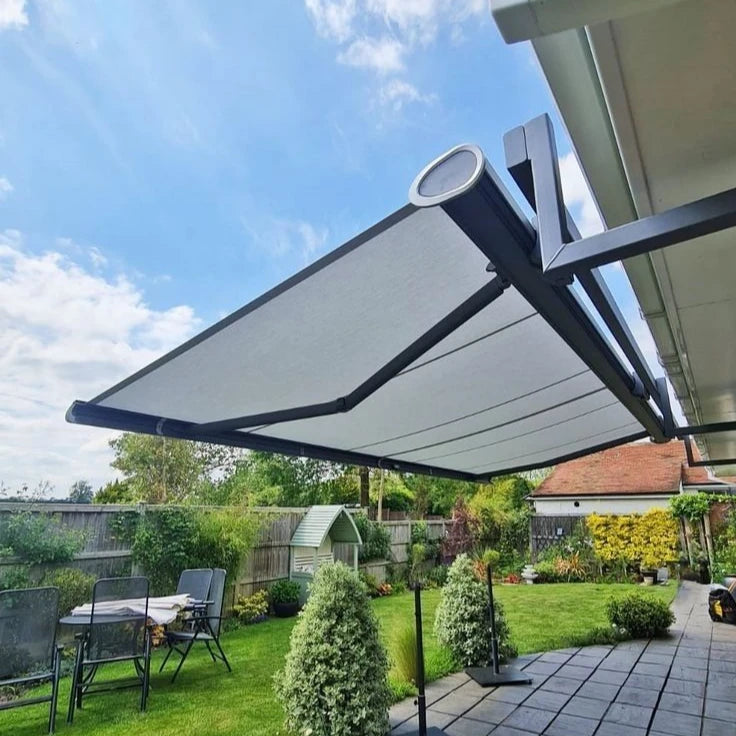 Motorized Waterproof Automatic Retractable Sun Shade Canopy Rain Proof Remote Control Full Cassette Awning for Outdoor Cafe