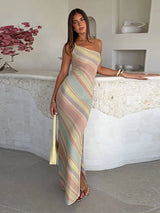 Elegant Printed Women's Dress Sleeveless Off Shoulder Skinny Lady Long Dresses 2026 Summer Chic Female Vacation Comfortable Robe
