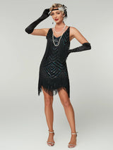 Flapper Roaring Plus Size 20s Great Lady Mini Short Dress Gatsby Fringed Sequin Beaded Lady Mini Tassels Decoration Dresses