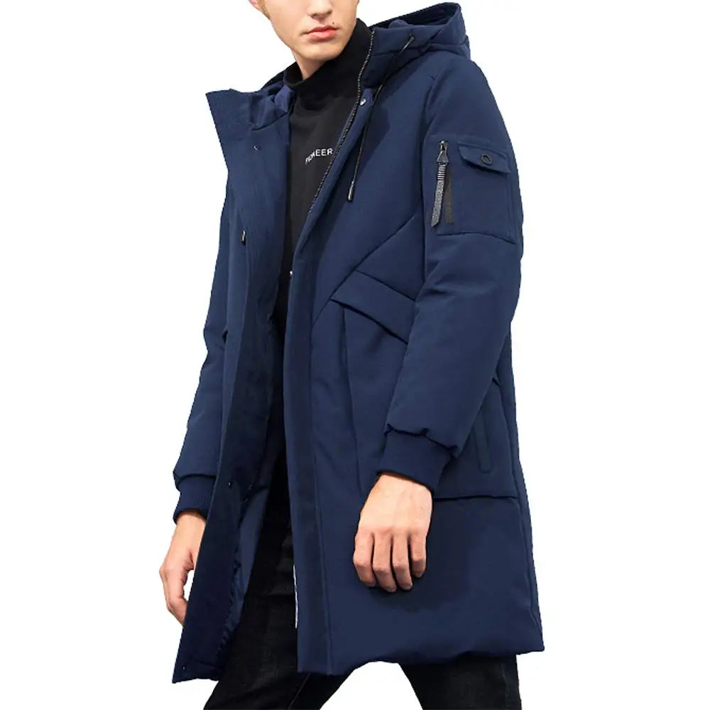 Pioneer Camp Men's Winter Coats Water-Repellent Windproof Thicken Parkas Long Hooded Padded Puffer Jacket