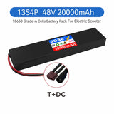 48V Electric Scooter Battery 20Ah 18650 Grade-A Cells 13S4P Built-in BMS T-XT60 for Kugoo M4 M4Pro Max Speed Series