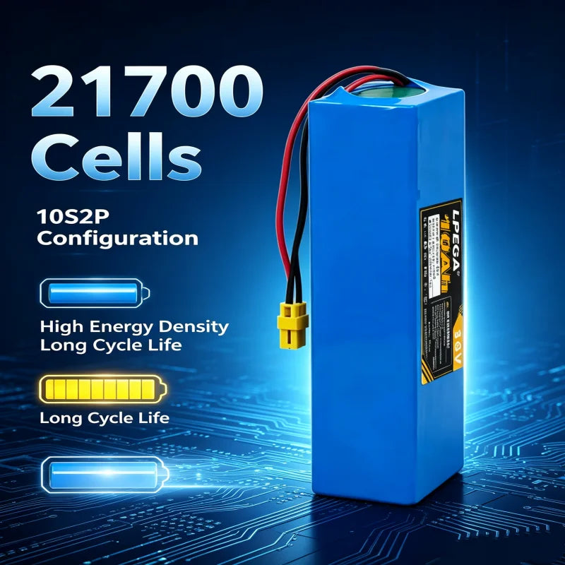 10S2P 21700 5C power lithium battery pack 36V 100% 10.0Ah rechargeable 500W for electric scooters, bicycles, motorcycles