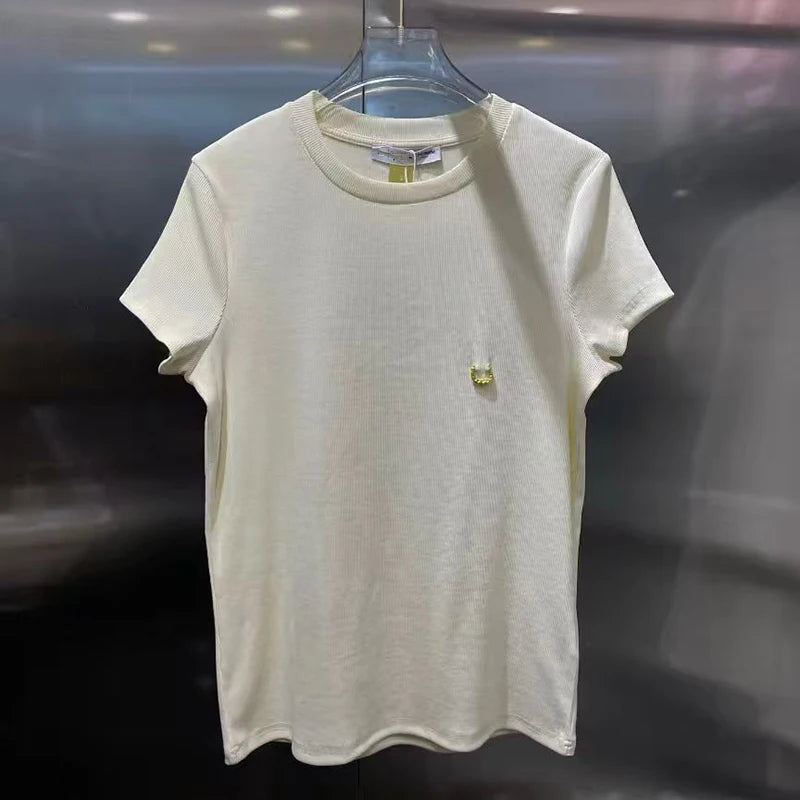 KUCLUT Fashion New Casual Style Solid Color Short Sleeve T-shirts For Women Loose Versatile O-neck Tops Female Trendy 1A2555