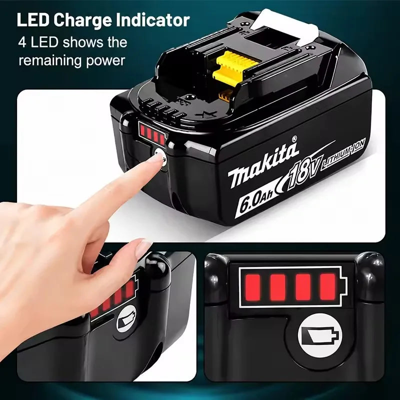 Genuine Makita 18V 6Ah 5Ah Rechargeable Battery for Makita Power Tools Li-ion Replacement 18v Battery+charger+Electric Drill