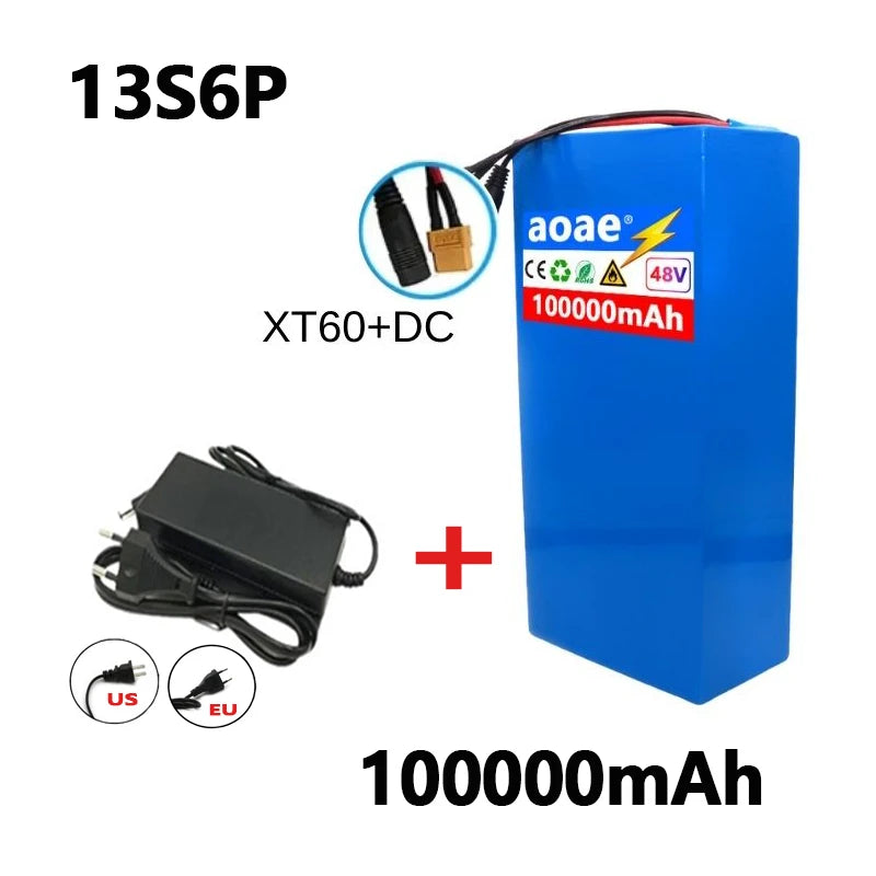 100%18650Original 48V 100Ah 13s6p Lithium Battery Pack 48v1500W Citycoco Motorized Scooter Batteries Built in 30A BMS