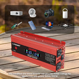 2600W 2000W 1500W Car Inverter 12V 110V Power Inversor Smart LCD Display Power Supply for Outdoor Camera/Phone/Drone Charging