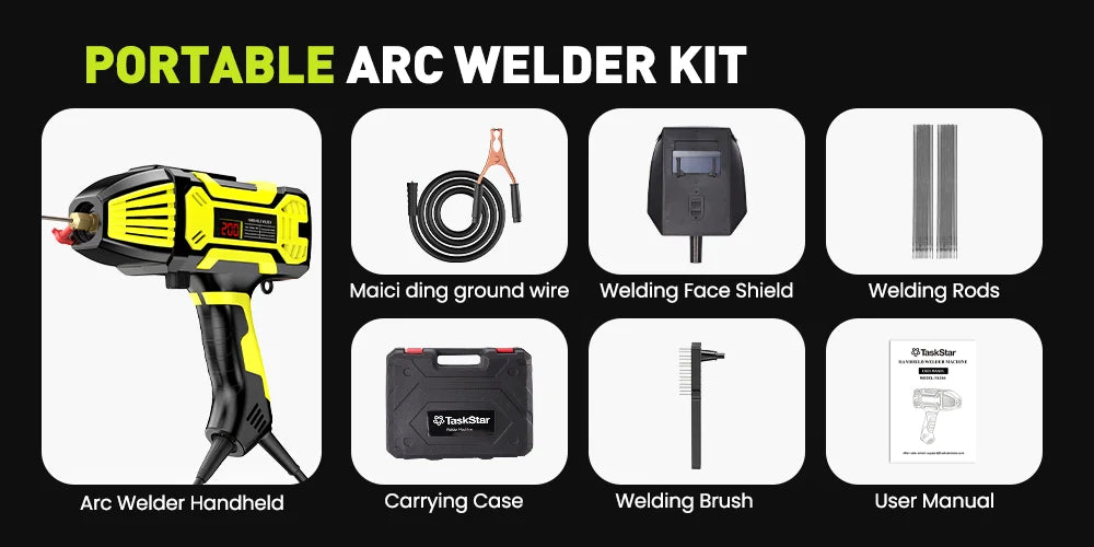 Portable Welding Machine Handheld Electric Welder Kit 110V IGBT Inverter Digital display 6 Variable Current Adjustment Handheld ARC Welder Gun