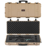 SucceBuy Hard Rifle Case Lockable Rifle Case w/ Pre-cut Foams & Wheels IP67 Waterproof Pistol Storage Cases for Rifles Shotguns