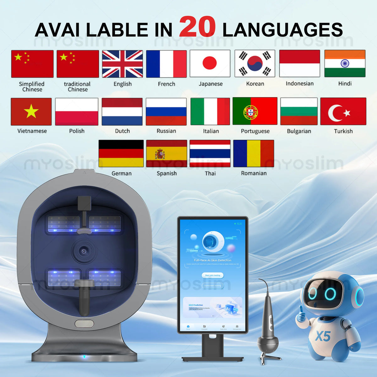 NEW 3D Skin Mirror Skin Intelligent Mirror Wood Lamp Facial Scanner UV Skin Analyzer Machine Magic Mirror Skin Analyzer