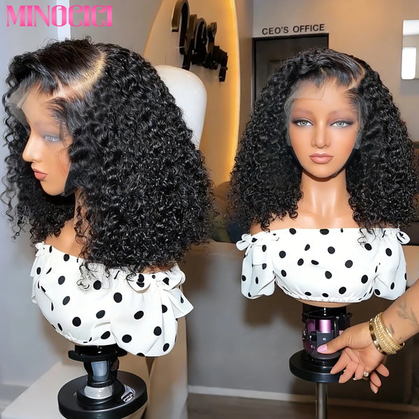 Short Bob Wigs Water Curly 13x4 13x6 Deep Wave HD Lace Frontal Wig For