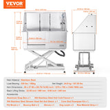 VEVOR 50" Pet Dog Grooming Tub Electric Height Adjustment Stainless Steel Bathing Station Bathtub for Multiple Pets Washing Sink