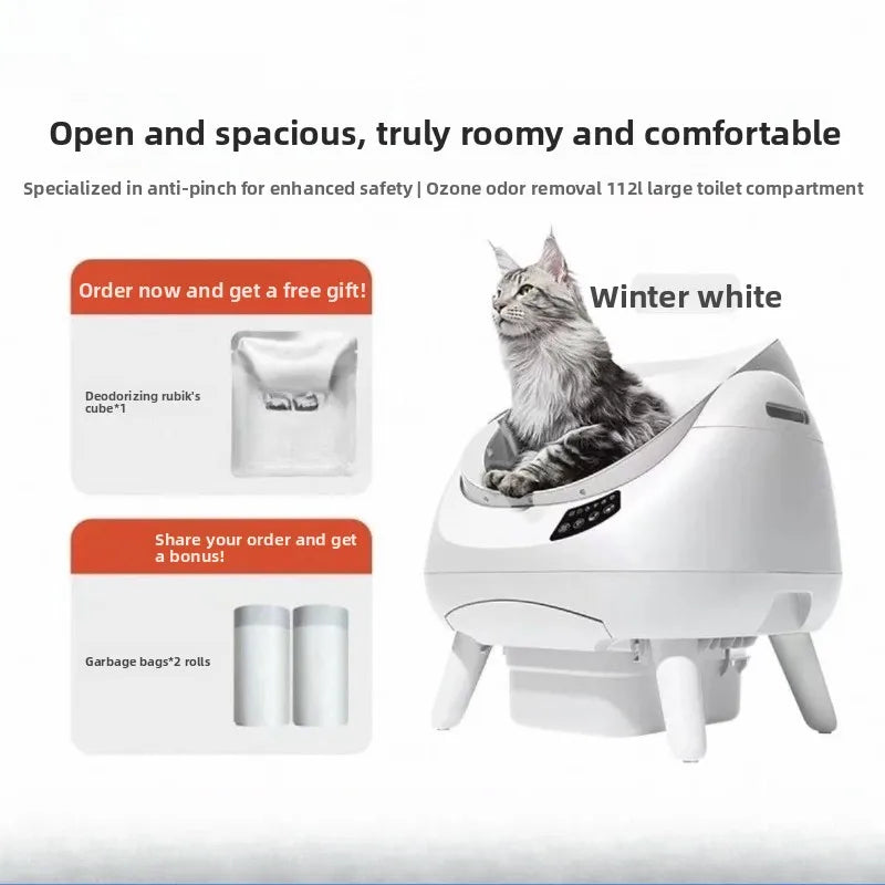 Automatic cat litter box, smart cat toilet open, oversized