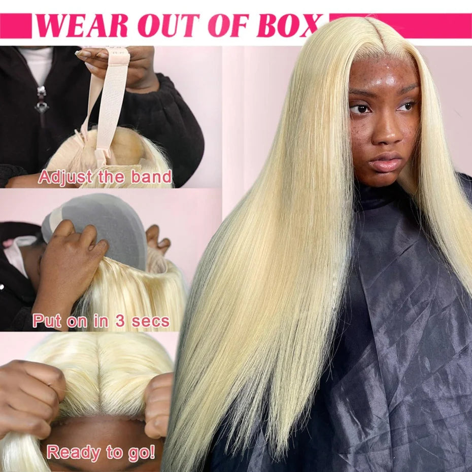 5x5 Glueless Wig Human Hair 613 Honey Blonde Colored Lace Closure Wig Bone Straight Ready to Go Wig Human Hair Ready to Wear