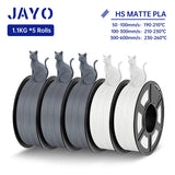 JAYO PLA Classic 3D Filament 1.75mm High Speed Matte PLA 3D Printer Filament Neatly Wound 3D Printing Materials 5Rolls/set