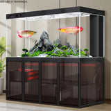 All-in-One AquariumUnder Cabinet Rectangular Living Room Home Office Ultra-clear Glass Screen Fish Tank Bottom Filter No WaterFi