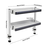 2-Tier Clip-on Desk Shelf Adjustable Storage Tray Space-saving Table Holder for Offices, Bedrooms, Living Rooms Black/White