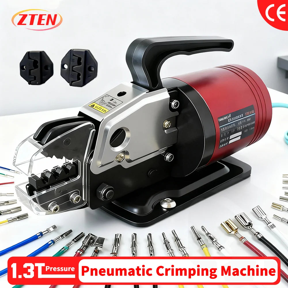 Zten Pneumatic Terminal Crimping Machine Tool 1.3T Terminal Crimper Pliers Tool with Crimping Die For Optional With Foot Touch