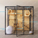 Displaying Cabinet Cat Cage Cattery Pet Products Animal Cages Solid Wooden Tempered Glass Large Luxury Cat Villa Hotel Cat House