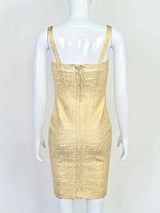BEAUKEY Gold Silver Bandage Metallized Dress Summer Luxury Spaghetti Strap Women Party Mini Sexy Maxi Luxury Ladies Dress XL