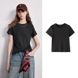TOYOUTH women's T-shirt 2026 Spring New Lyocell Linen Slim Fit Cool Breathable Versatile Casual Tops