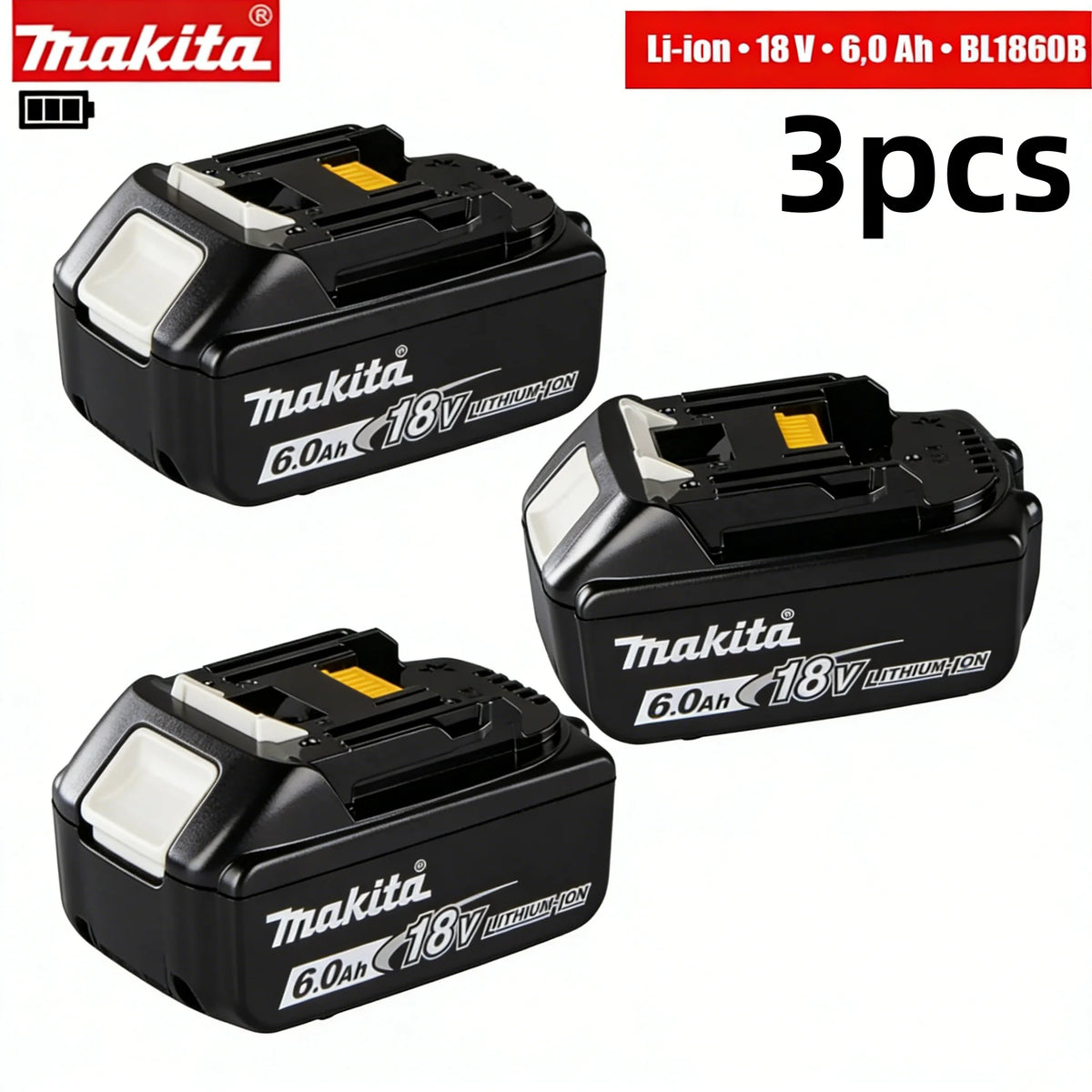 Genuine Makita 18V Battery 6ah,With Battery Indicator Rechargeable Makita Battery,BL1830 BL1840 BL1850 Power Tool Battery