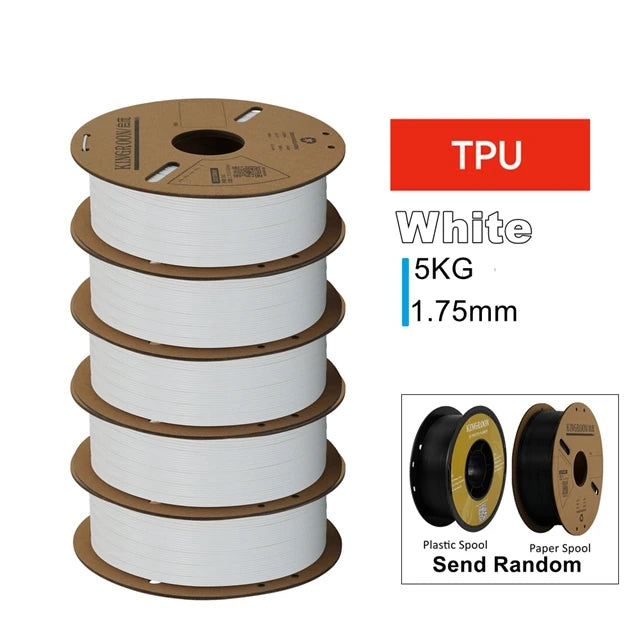 KINGROON 3D Printer Filament PLA PETG TPU ABS 5KG Bundle Black White Gray 1.75mm No bubbles Plastic 5 roll 1kg , Random Spool