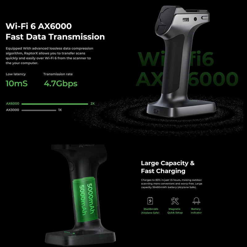 Creality 3D Scanner RaptorX Handheld Wireless Scanner 34+7 Blue Laser NIR Light Scanner Accuracy 0.02mm Support WiFi Connect