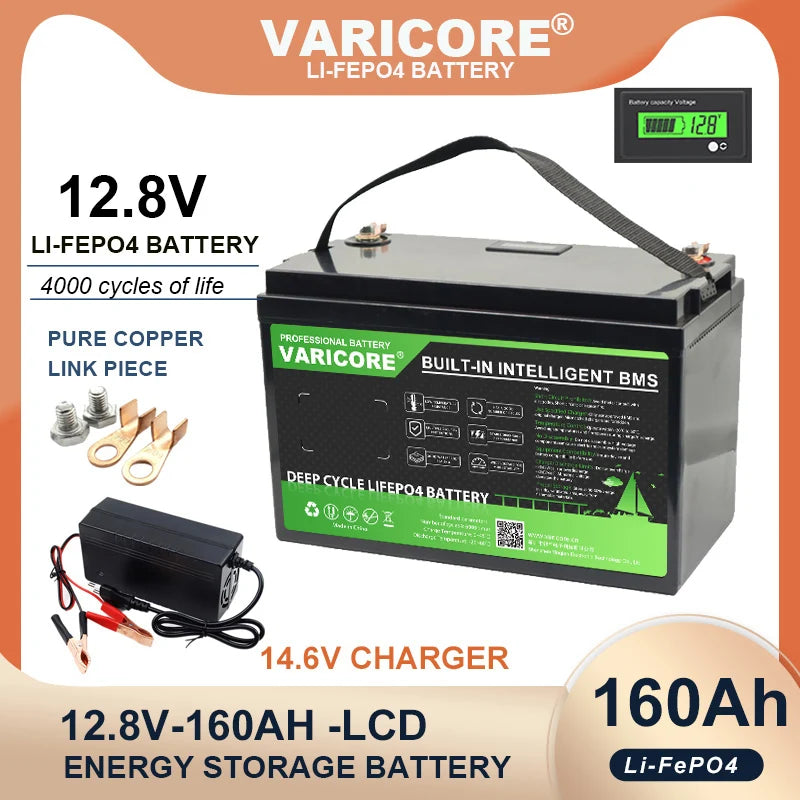 VariCore 12V/24V/36V/48V 360Ah 340Ah 180Ah 100Ah 120Ah LiFePO4 Battery for 4s 8s 10s 16s Solar Touring Car Golf Cart Duty-free