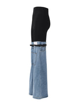 [EAM] High Waist Blue Color-block Denim Long Wide Leg Jeans New Loose Women Trousers Fashion Tide Spring Autumn 2026 17A2013H01