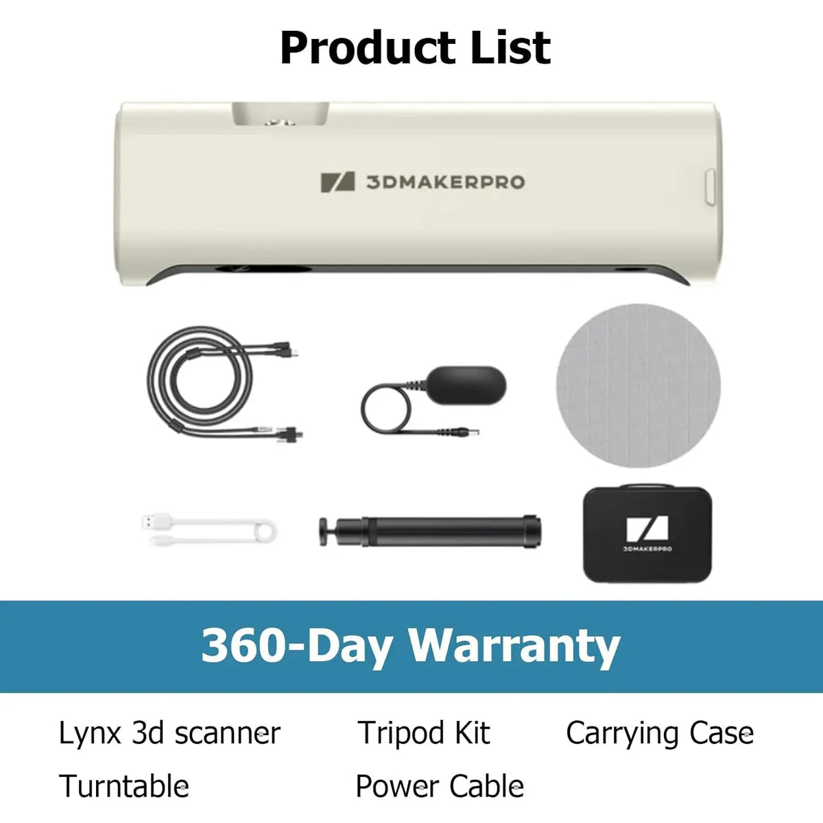 Lynx 3D Scanner Premium Kit, Up to 0.1MM Accuracy, Free 3D Scanning Softwarwe,  Portable 3D Scanner (Premium Version)