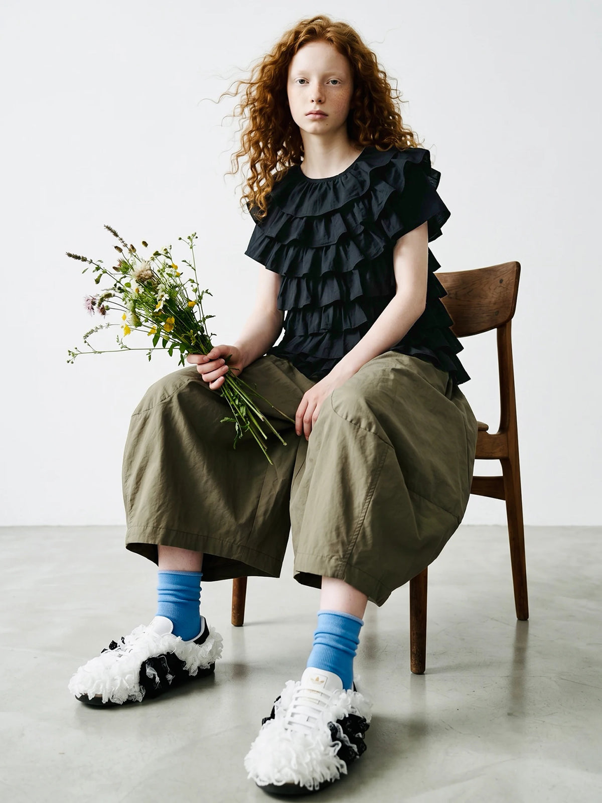 imakokoni Women's T‑shirts and Polos Summer Black Cake Layered Multi‑layer Ruffled Short Sleeve Casual Female Clothing Tops