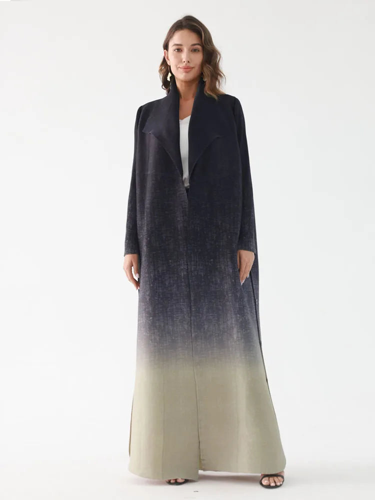 Miyake Pleated Turndown Collar Double Breasted Button Long Sleeve Cardigan Dress Women 2025 New Abaya Original Designer Clothes