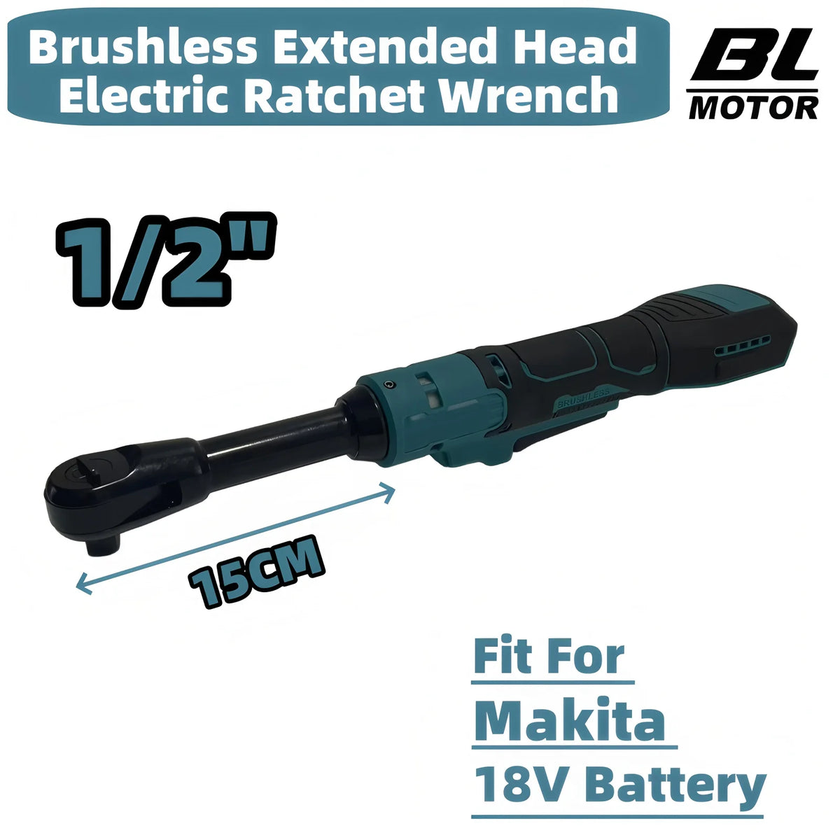 For Makita 18V Battery Brushless Electric Ratchet Wrench 1/2" Extended Head Removal Screw Nut Cordless Driver Power Tools