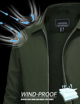 Men's Lightweight Windbreaker Jacket Full Zip Casual Jacket Water-Repellent Coat with Zip Pockets Golf Work Outdoor