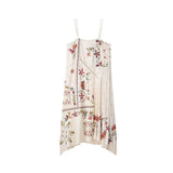 Summer 2025 New Arrival Long Asymmetric Embroidered Strap Dr Women's Faion Loose Waist No Sve Print Design
