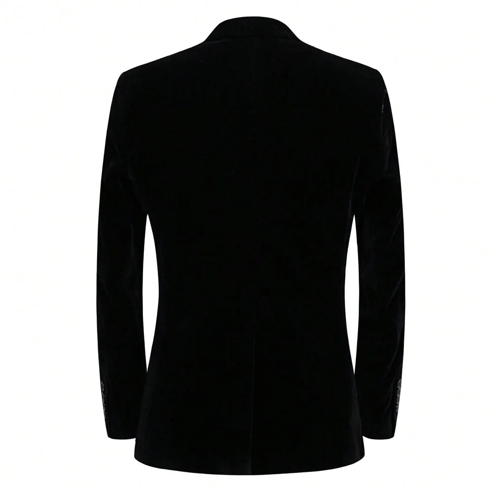 Men Black Velvet Blazer White Floral Embroidery Peak Lapel Red Tassel Slim Fit Jacket Wedding Groom Tuxedo For Party Prom