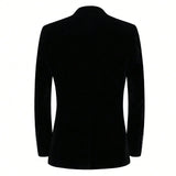 Men Black Velvet Blazer White Floral Embroidery Peak Lapel Red Tassel Slim Fit Jacket Wedding Groom Tuxedo For Party Prom